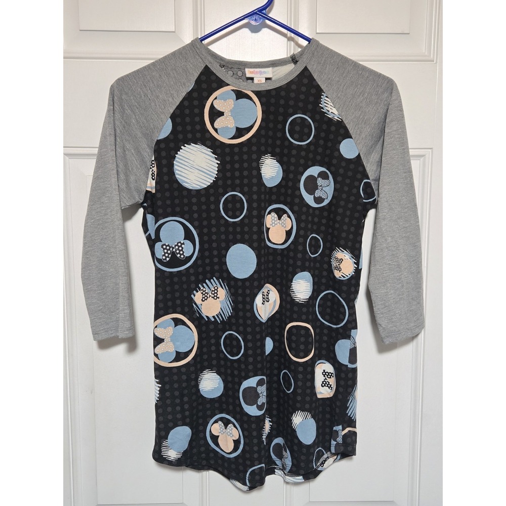 Lularoe Disney Shirt Womens Size XS X-Small Minnie Mouse Gray Blue